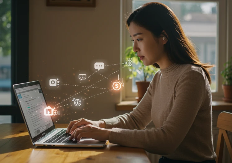 콘텐츠를 통해 제휴 마케팅 수익을 창출하는 이미지