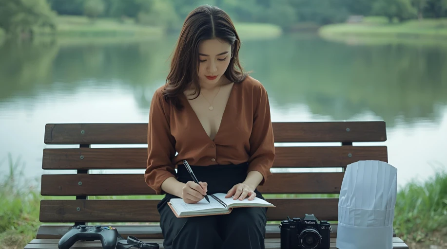 유튜브 채널 콘텐츠를 기획하는 한국인 여성