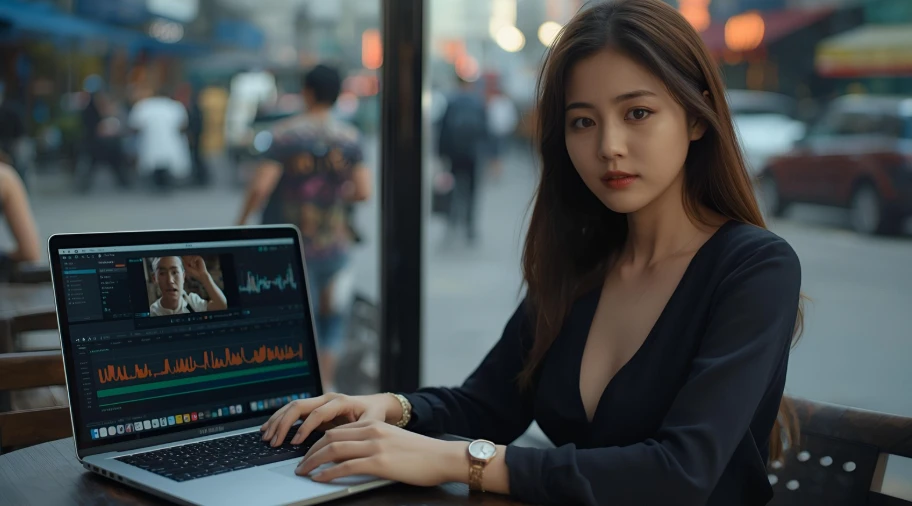 유튜브 채널 성장 전략을 실행하는 한국인 여성