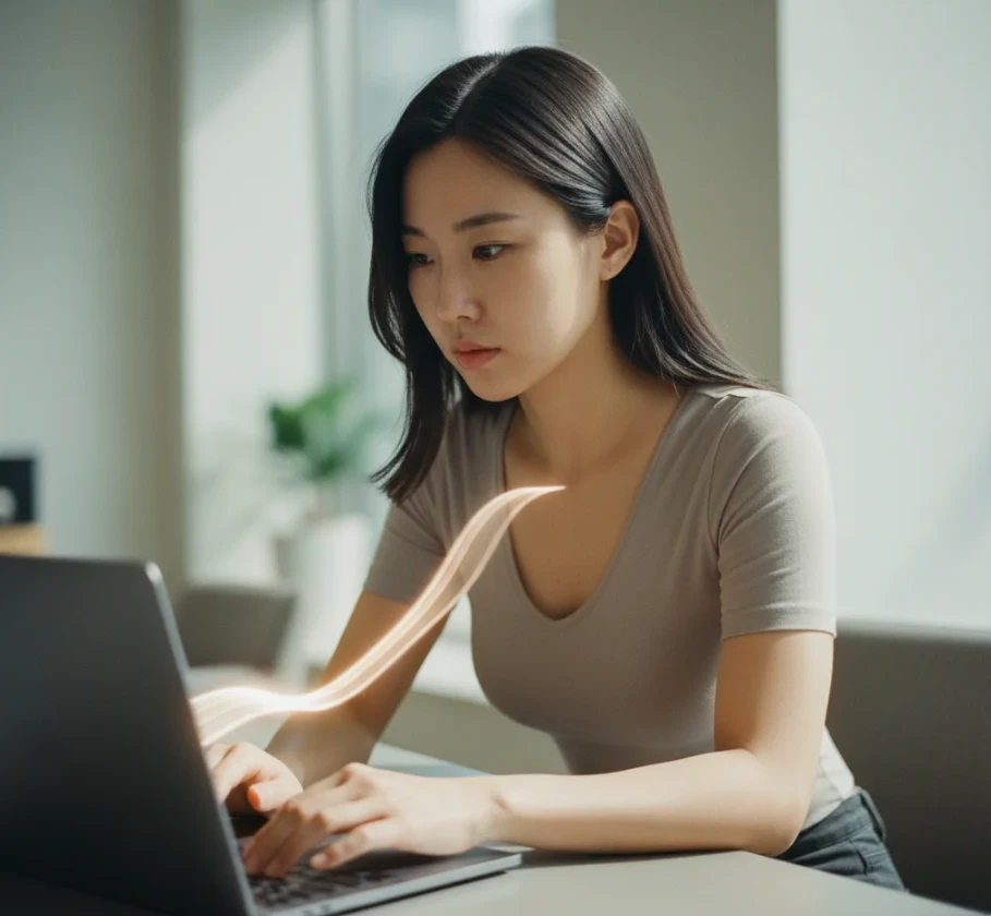 노트북 화면을 통해 상대방에게 지식을 가르치는 모습의 사진