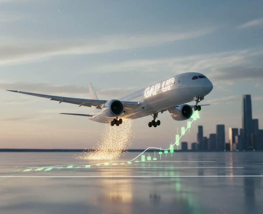 활주로 없이 곧바로 공중에 떠 있는 비행기