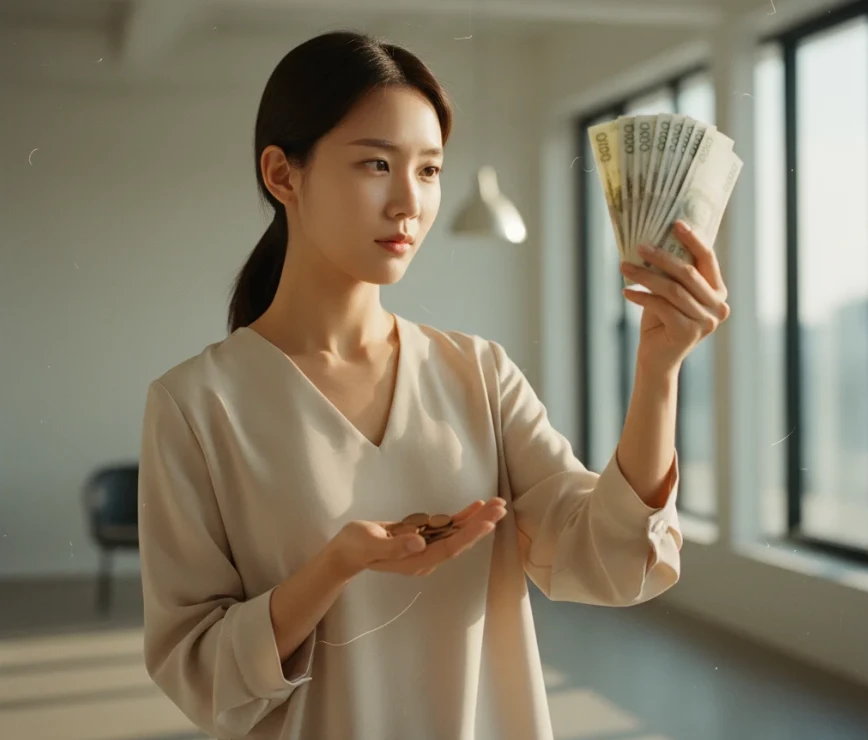 티스토리와 네이버 블로그 수익 모델을 비교하는 한국인 여성