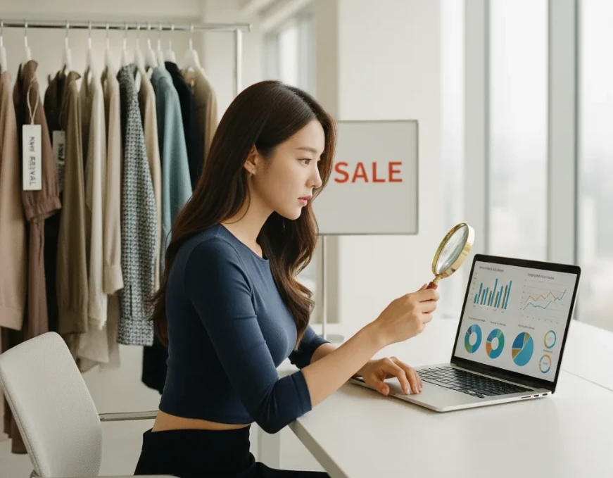 비수기 상품 판매를 위해 데이터를 분석하는 20대 한국 여성