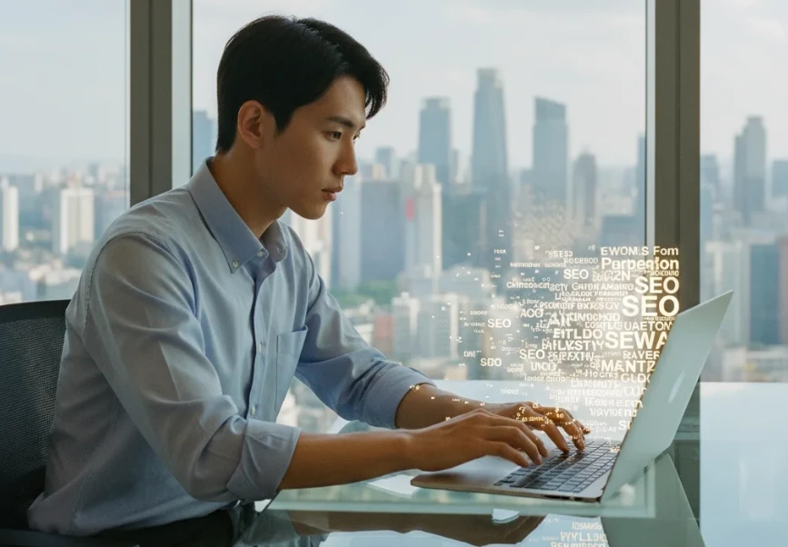 유튜브 설명 항목 최적화를 위해 대본을 요약하고 첫 문장에 키워드를 배치하는 20대 한국 남성